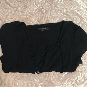 Tops - Black Lace Up Bodysuit. Stretchy. Size Small. Tops - Black Lace Up Bodysuit. Stretchy. Size Small.